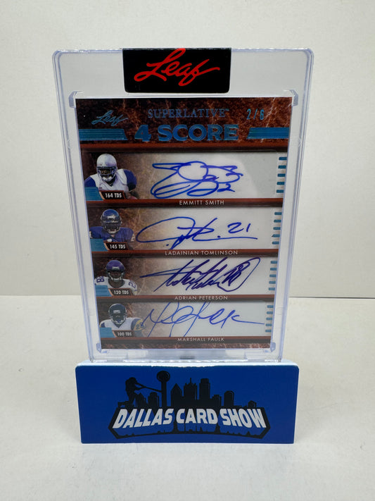 2023 Leaf Superlative 4 Score Running Back Quad-Auto Smith Peterson Faulk