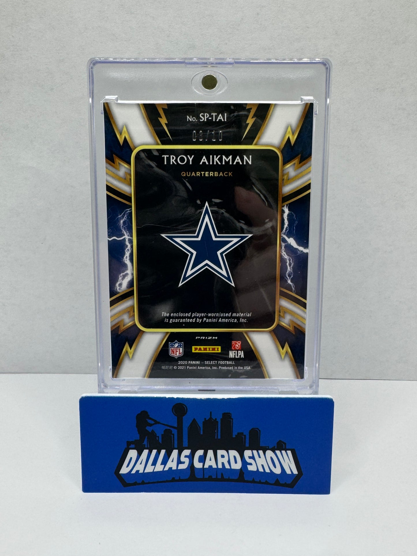 2020 Select Football Troy Aikman Gold Lightning Patch 03/10