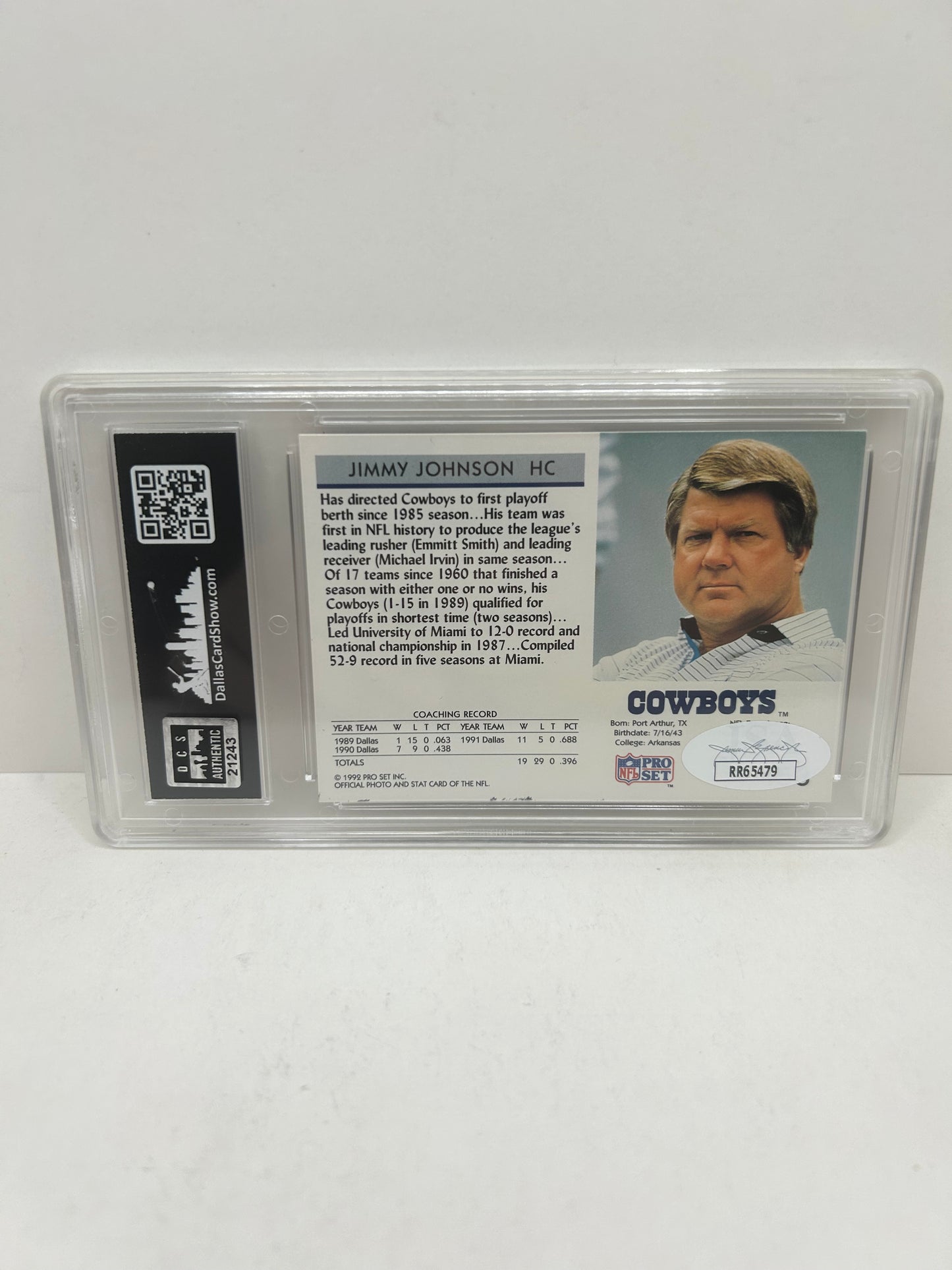 1992 Pros Set #153 Jimmy Johnson HOF Autographed JSA Authentic