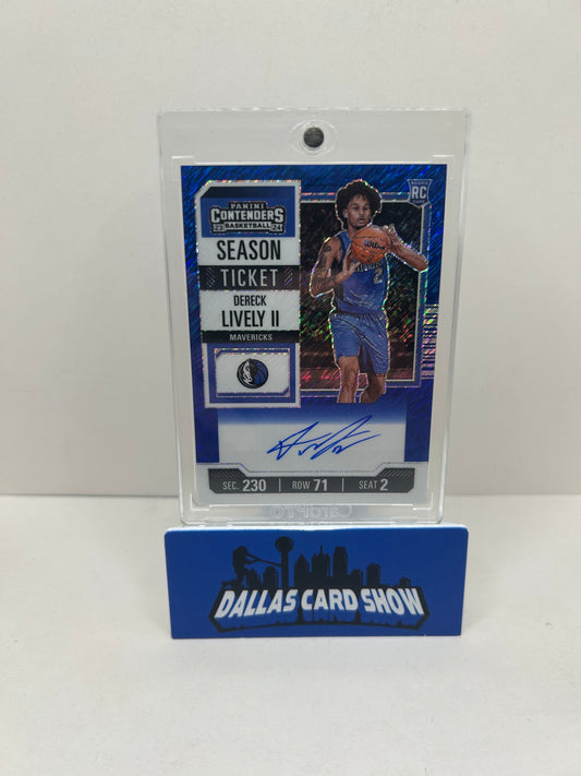 2023-24 Contenders Blue Shimmer Ticket FOTL Dereck Lively II RC AUTO /21