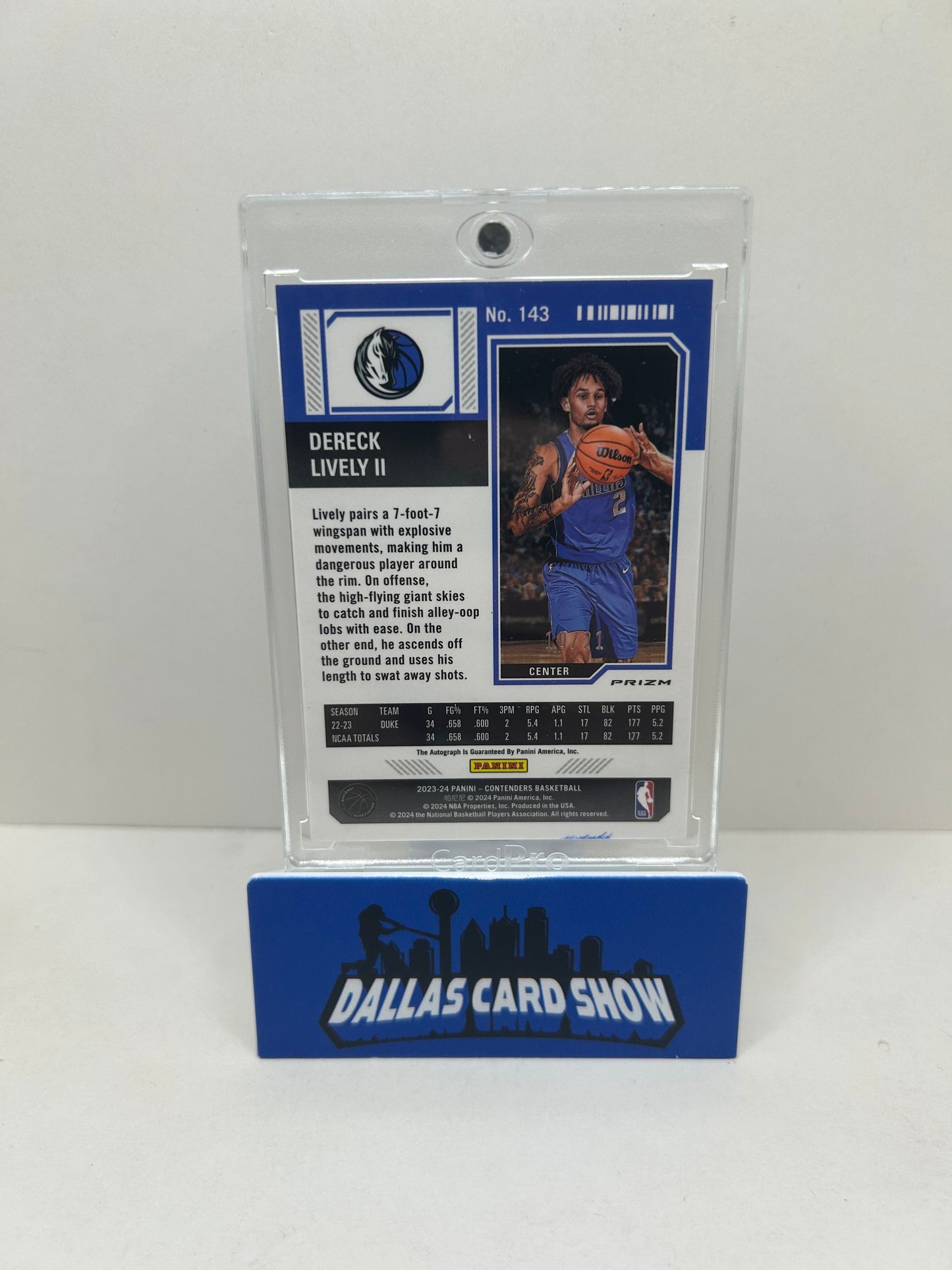 2023-24 Contenders Blue Shimmer Ticket FOTL Dereck Lively II RC AUTO /21