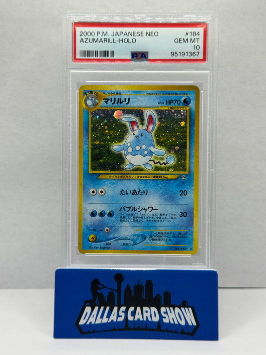 2000 Pokemon - Azumarill (Holo) - No. 184 JAPANESE NEO PSA 10