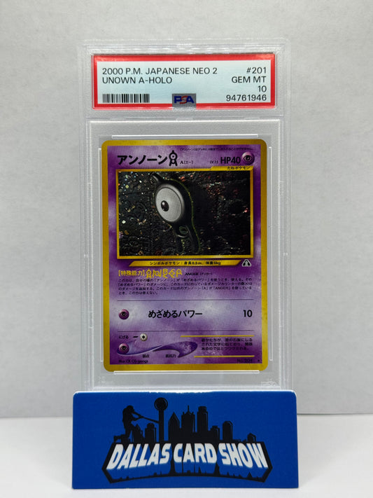 2000 Pokemon - Unown A (Holo) SWIRL - JAPANESE NEO 2 PSA 10