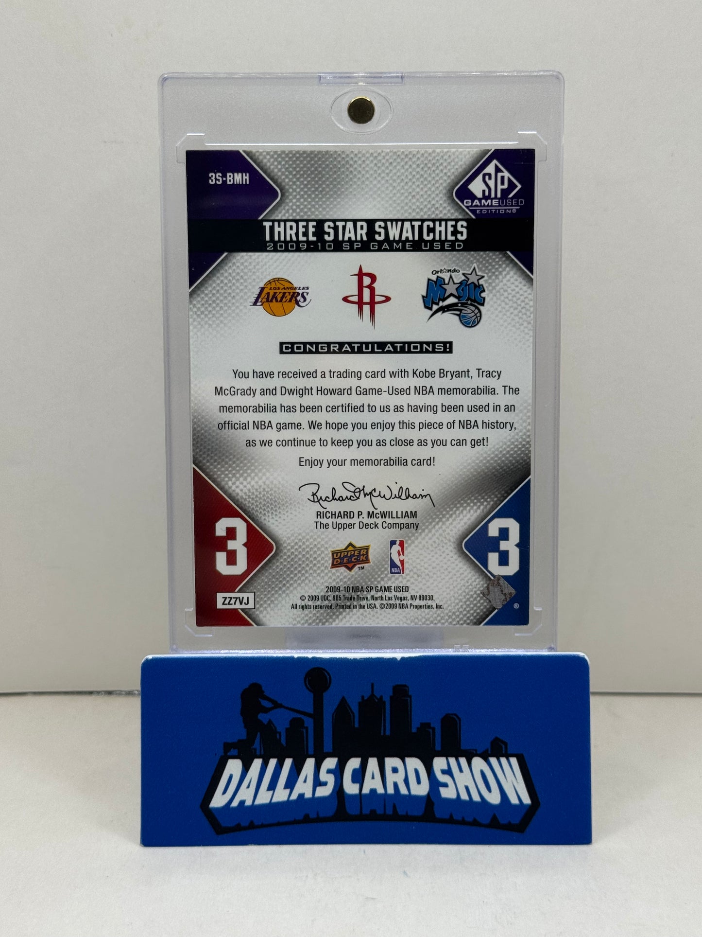 2009-10 SP GameUsed Kobe Bryant,Tracy Mcgrady,Dwight Howard Three Star Swatches /50