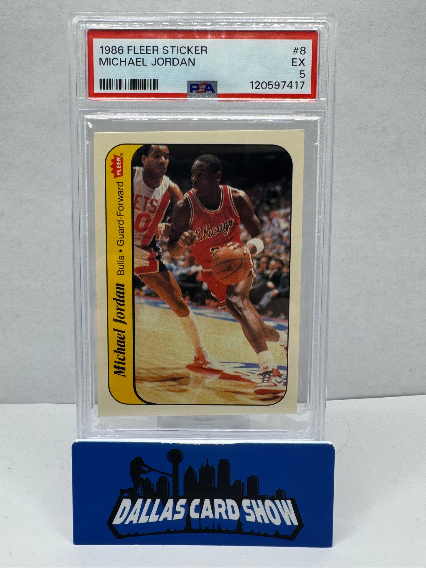 1986 Fleer Sticker Michael Jordan #8 PSA 5