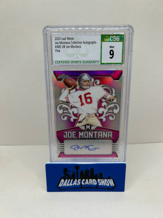 2020 Leaf Metal Joe Montana #JMC-08 Pink Auto /15 CSG 9 10