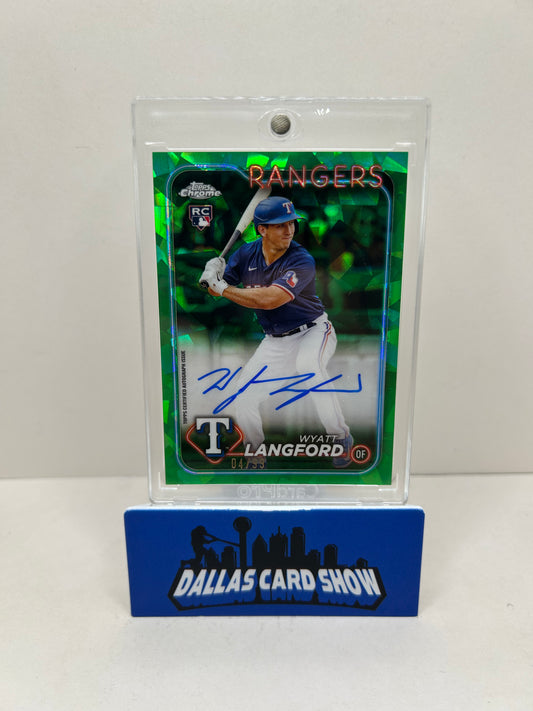 2024 Topps Chrome Sapphire Wyatt Langford Auto RC Green Refractor /99