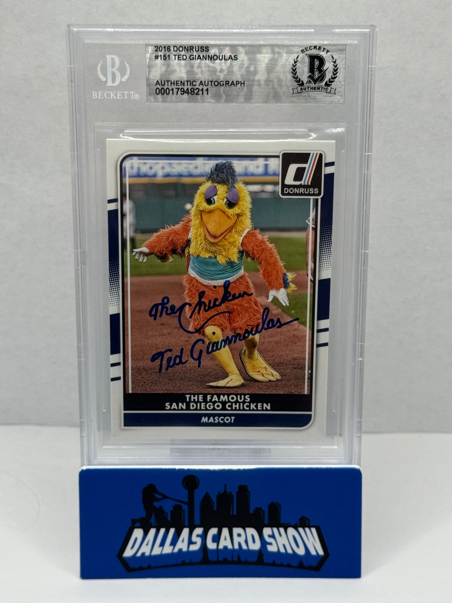 2016 Donruss #151 The Famous San Diego Chicken (Ted Giannolulas) BAS Authentic Autograph