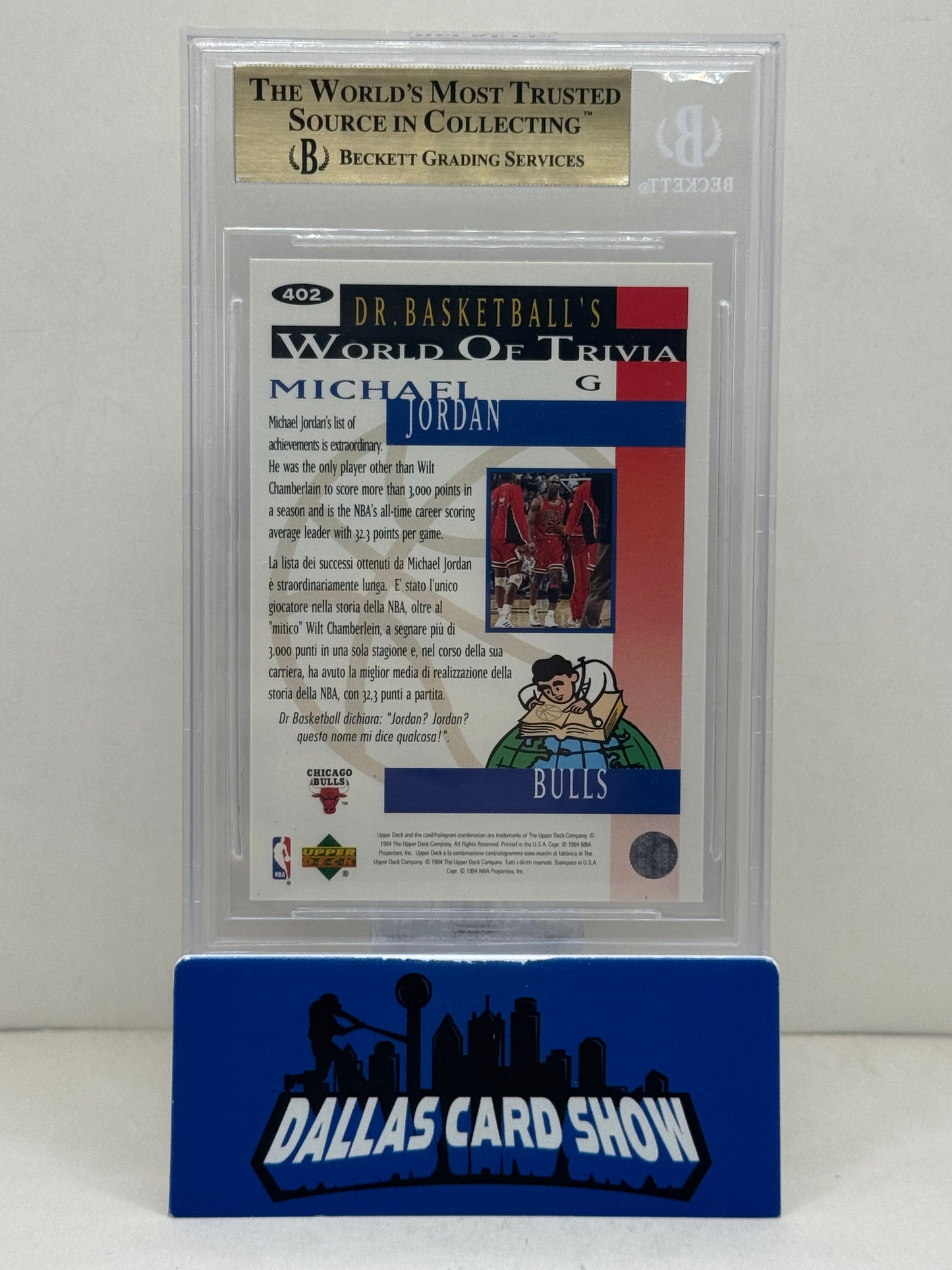 1994-95 Collectors Choice #402 Michael Jordan International Italian Gold Signatures BGS 9.5