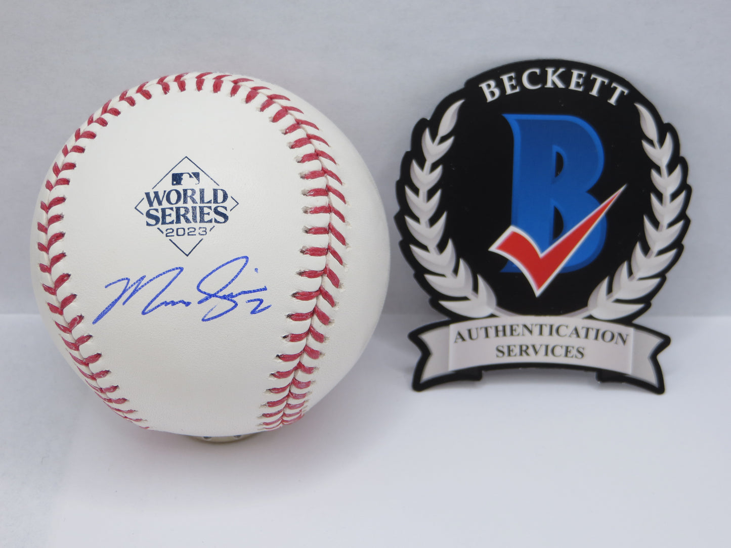 MARCUS SEMIEN SIGNED RAWLINGS OFFICIAL 2023 WORLD SERIES BASEBALL TEXAS RANGERS BAS