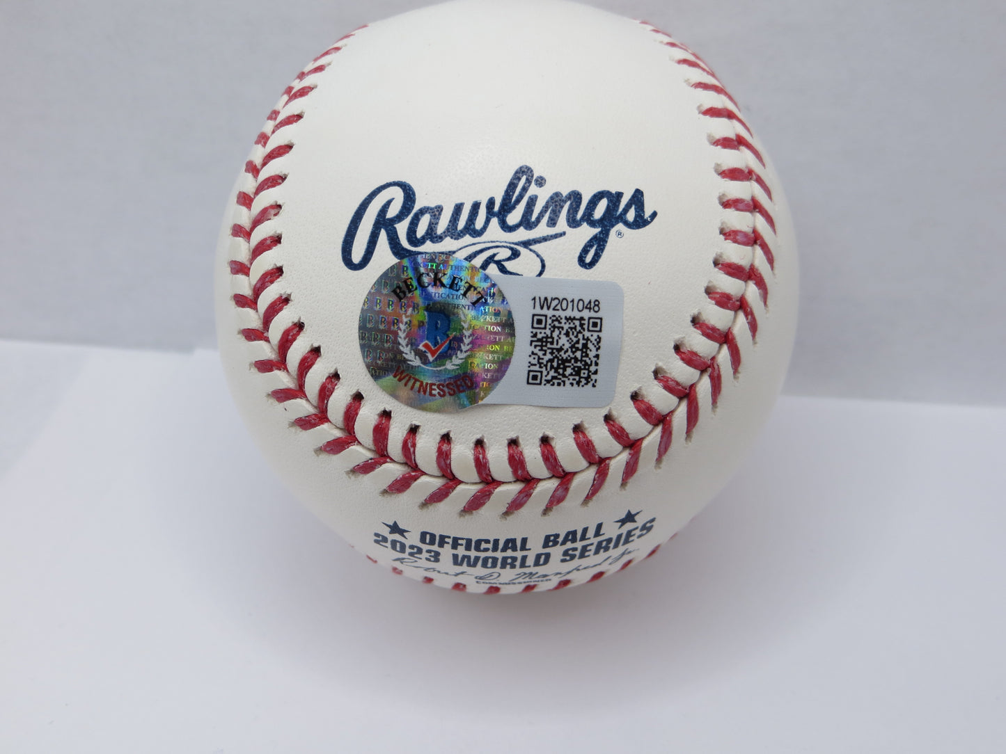 MARCUS SEMIEN SIGNED RAWLINGS OFFICIAL 2023 WORLD SERIES BASEBALL TEXAS RANGERS BAS