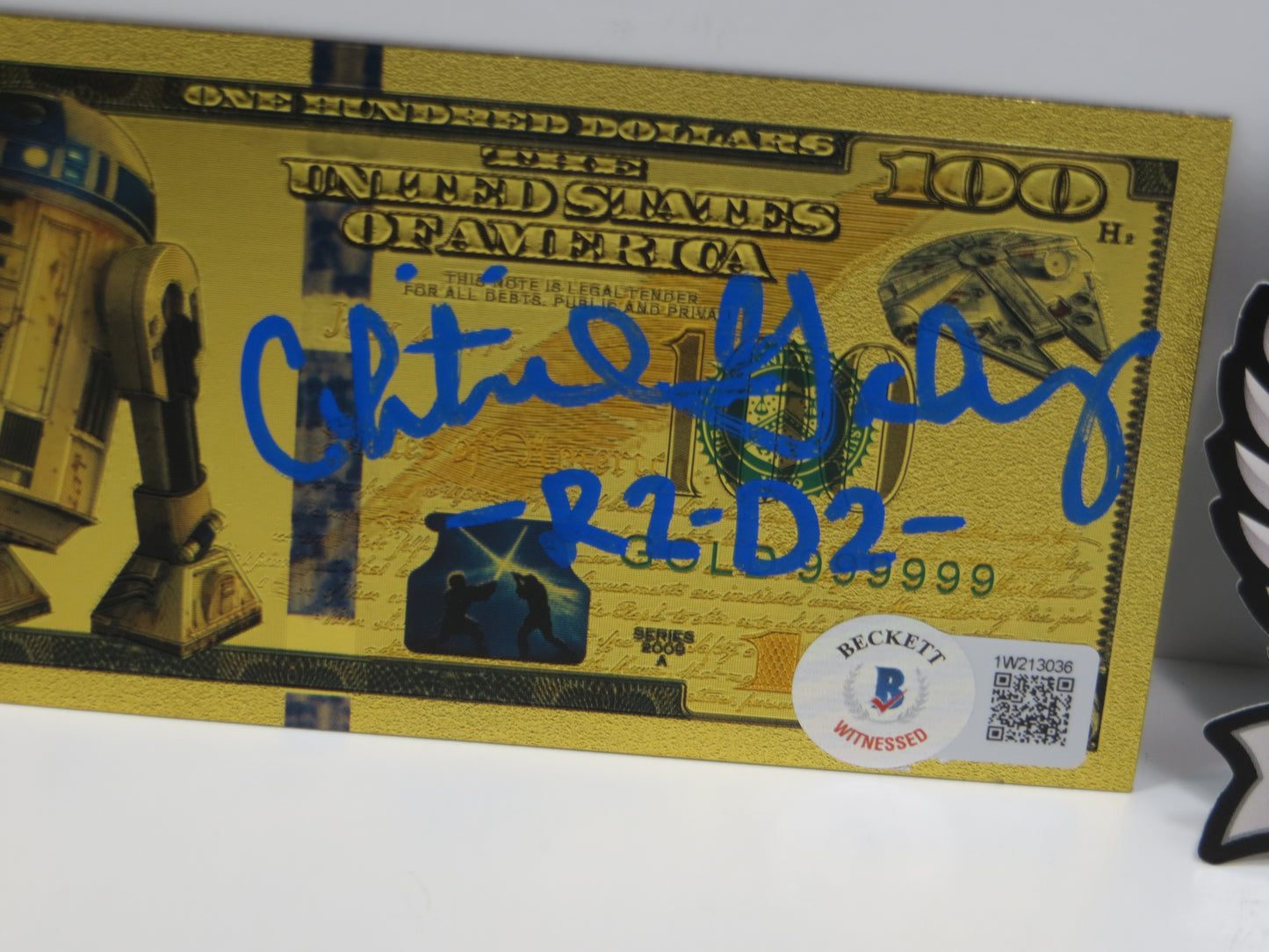 CHRISTINE GALEY SIGNED $100 Banknote STAR WARS R2-D2 BAS COA