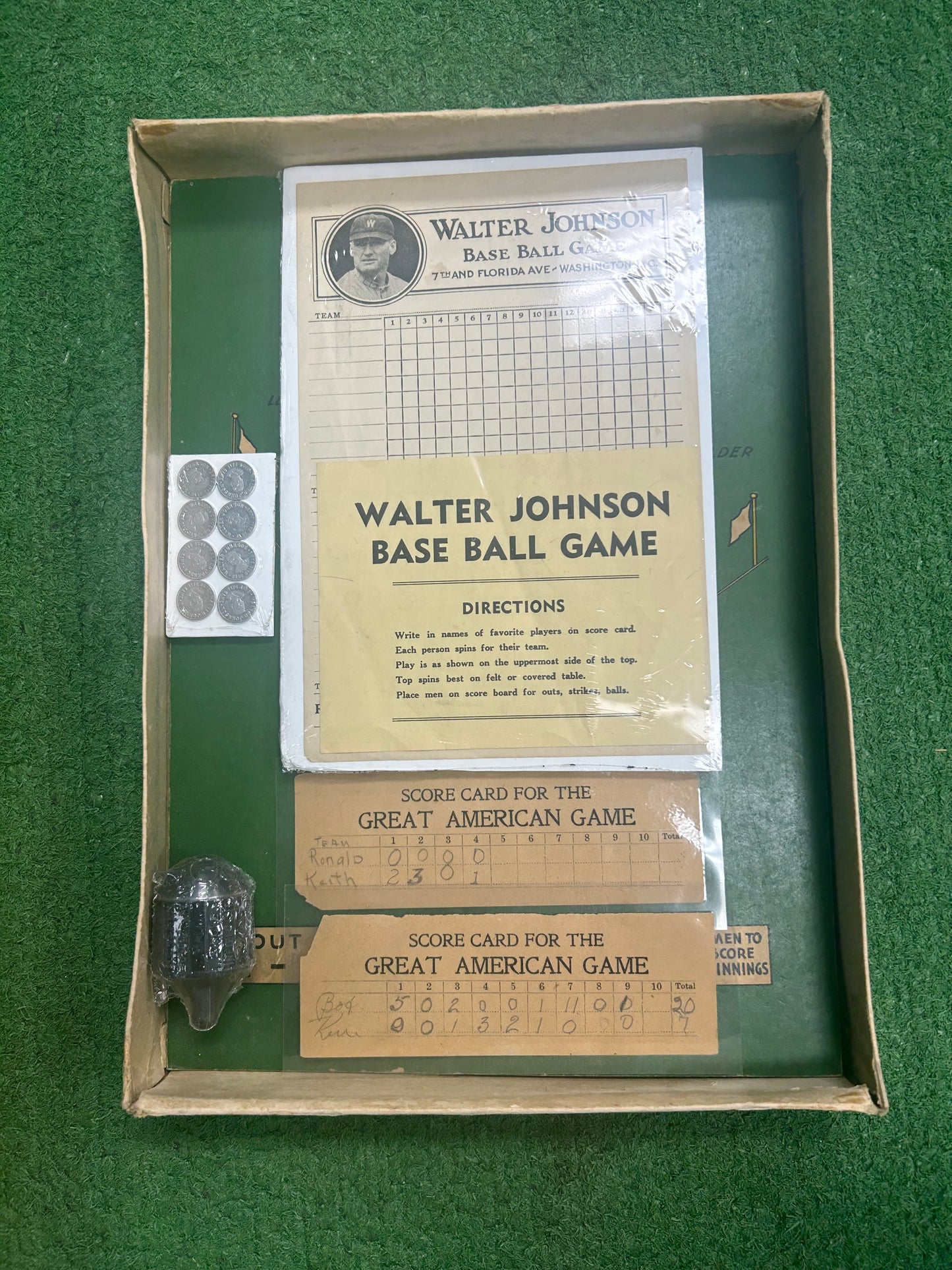 1920s Walter Johnson Baseball Game Complete Board Game