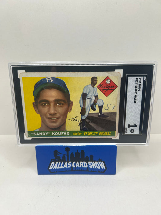 1955 TOPPS #123 SANDY KOUFAX SGC 1 ROOKIE CARD BROOKLYN DODGERS