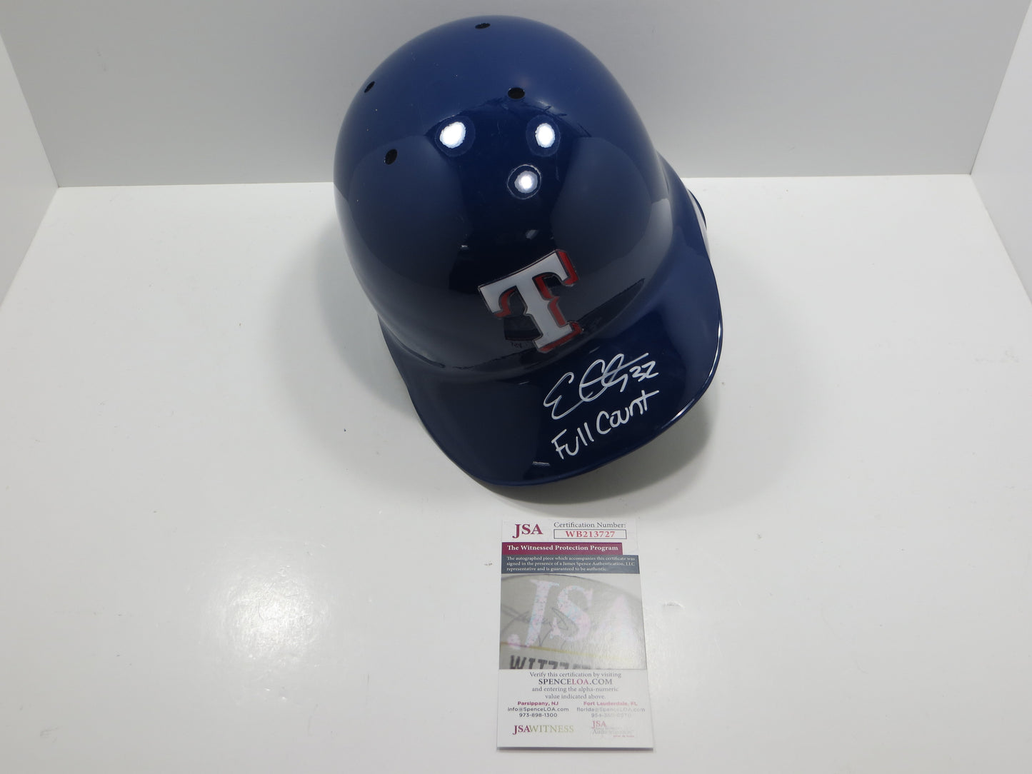 EVAN CARTER SIGNED FULL SIZE RAWLINGS TEXAS RANGERS HELMET w/FullCount JSA