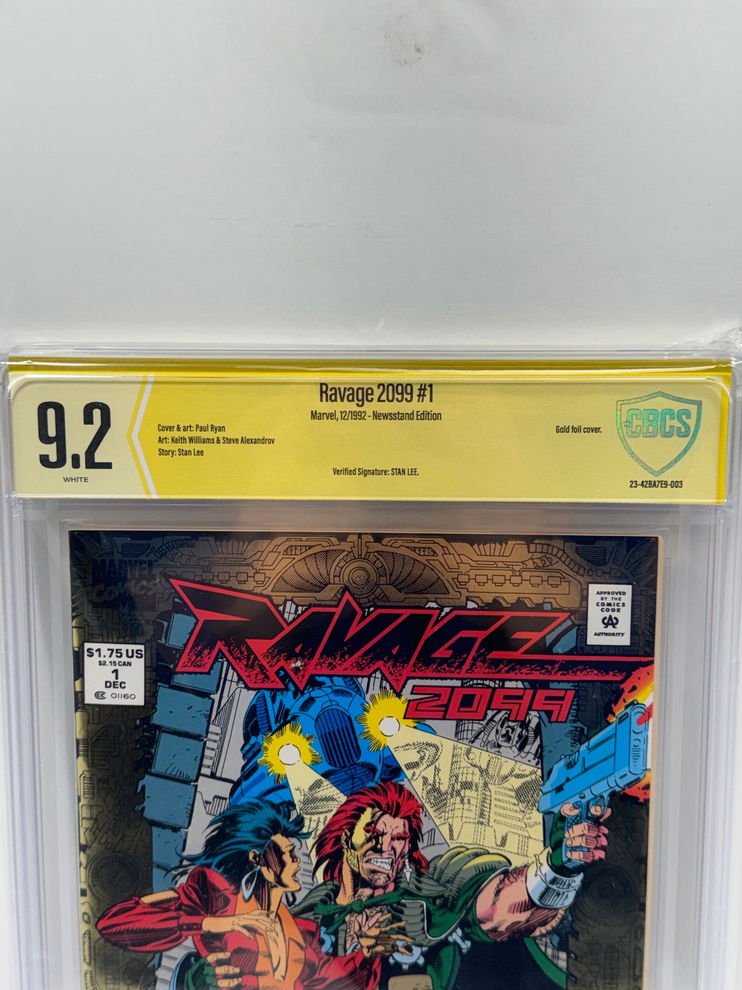 Ravage 2099 #1 Gold Foil Cover Signed Bay Stan Lee CBCS 9.2