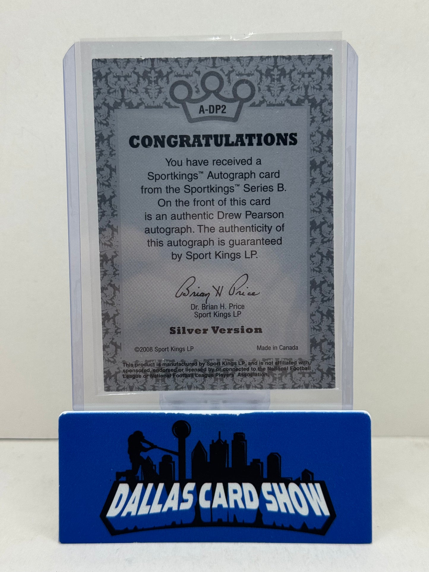 2008 Sports Kings Autograph #A-DP2 Drew Pearson Auto