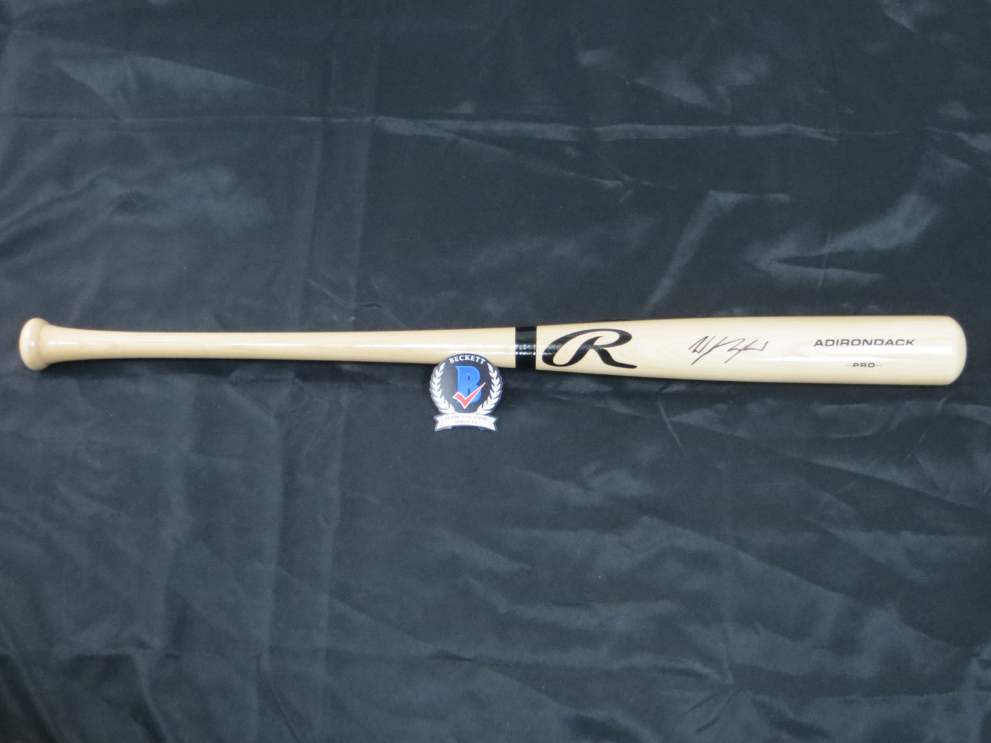 WYATT LANGFORD TEXAS RANGERS SIGNED Rawlings Blonde Baseball BAT BAS