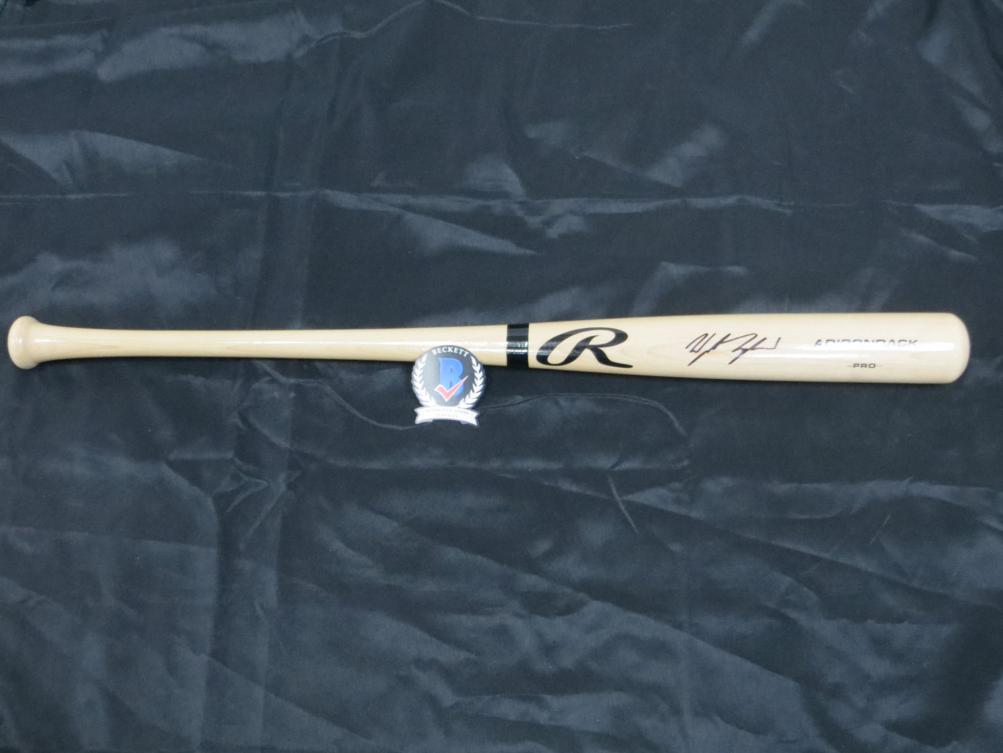 WYATT LANGFORD TEXAS RANGERS SIGNED Rawlings Blonde Baseball BAT BAS