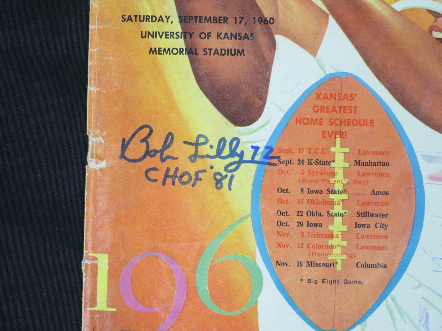 BOB LILLY SIGNED TCU vs Kansas Game Program 9/17/1960 w/CHOF 81 JSA