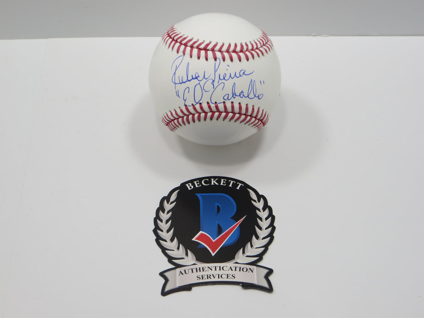 RUBEN SIERRA TEXAS RANGERS SIGNED Rawlings OML BASEBALL w/ElCaballo BAS