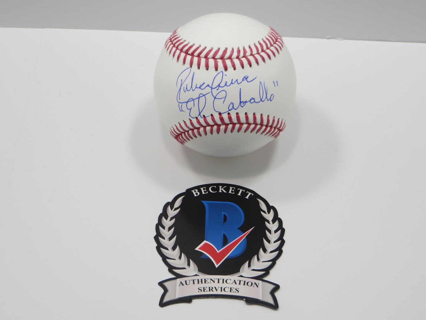 RUBEN SIERRA TEXAS RANGERS SIGNED Rawlings OML BASEBALL w/ElCaballo BAS