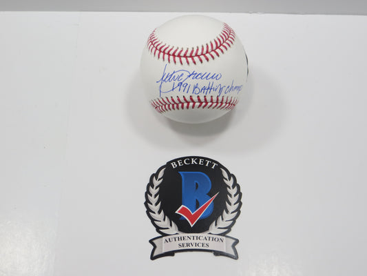 JULIO FRANCO TEXAS RANGERS SIGNED OML BASEBALL w/91BatChamp BAS