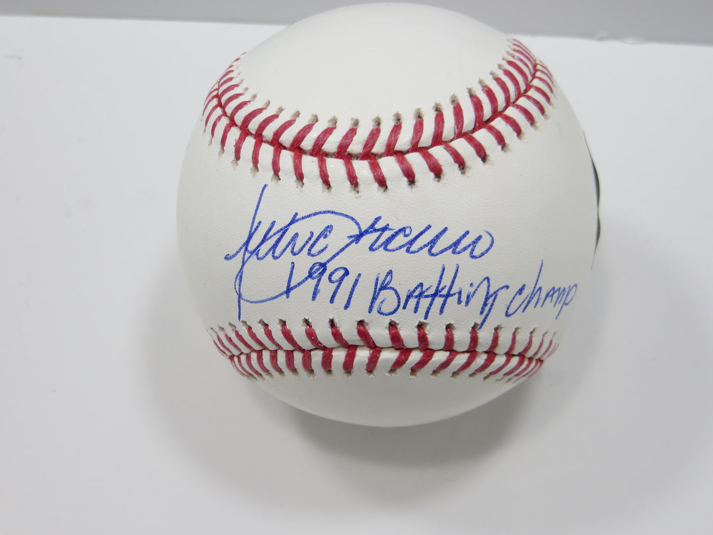 JULIO FRANCO TEXAS RANGERS SIGNED OML BASEBALL w/91BatChamp BAS
