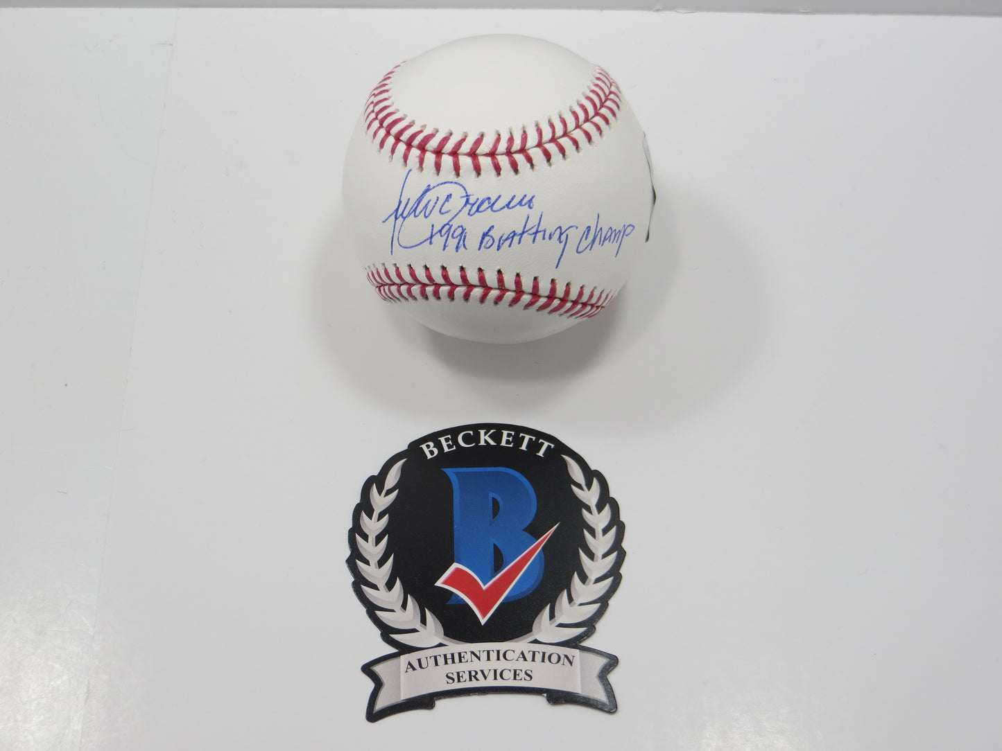 JULIO FRANCO TEXAS RANGERS SIGNED OML BASEBALL w/91BatChamp BAS