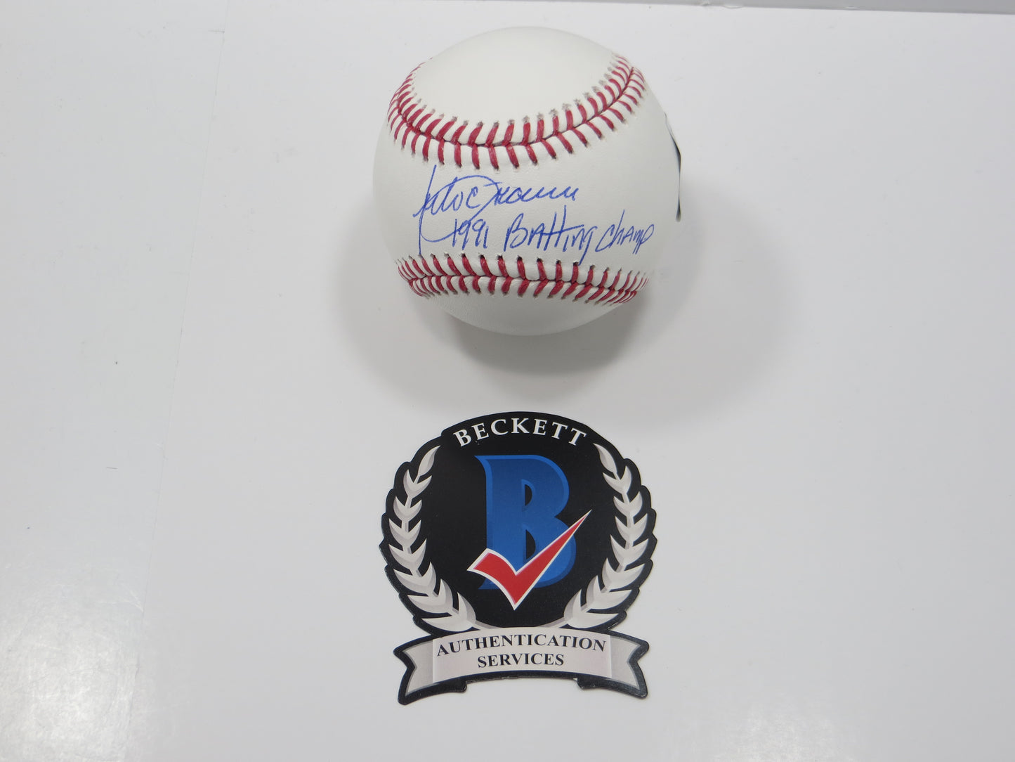 JULIO FRANCO TEXAS RANGERS SIGNED OML BASEBALL w/91BatChamp BAS