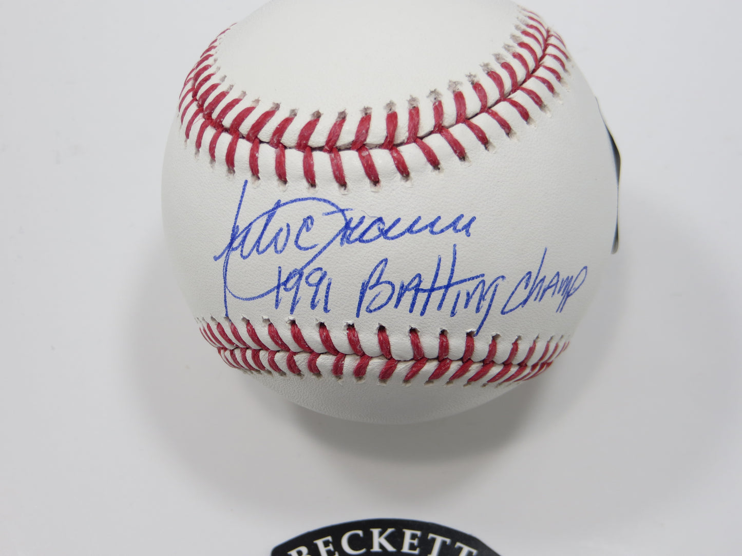 JULIO FRANCO TEXAS RANGERS SIGNED OML BASEBALL w/91BatChamp BAS