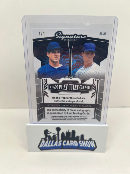 2025 Leaf Signature Series Ryne Sandberg Greg Maddux 1/1 Autograph Auto