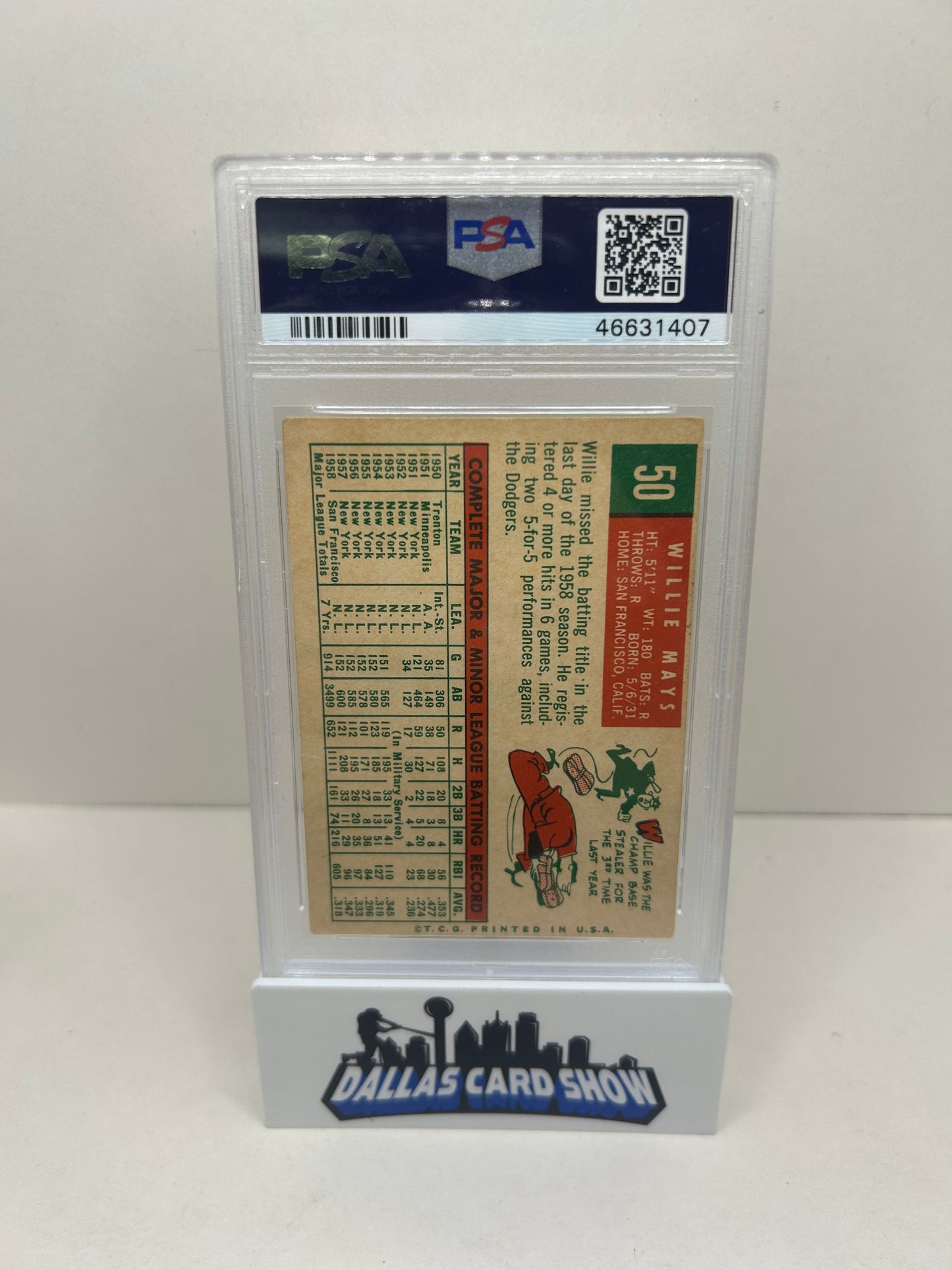 1959 Topps Willie Mays #50 PSA 3.5 San Francisco Giants