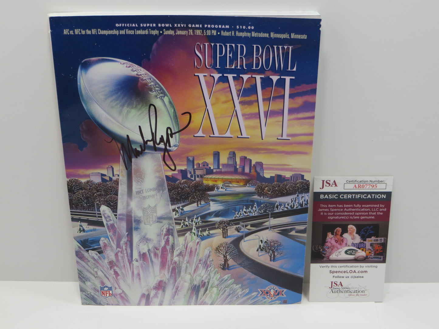 MARK RYPIEN WASHINGTON REDSKINS SIGNED Super Bowl XXVI Program JSA COA