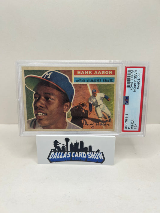 1956 Topps #31 Hank Aaron White Back PSA 4