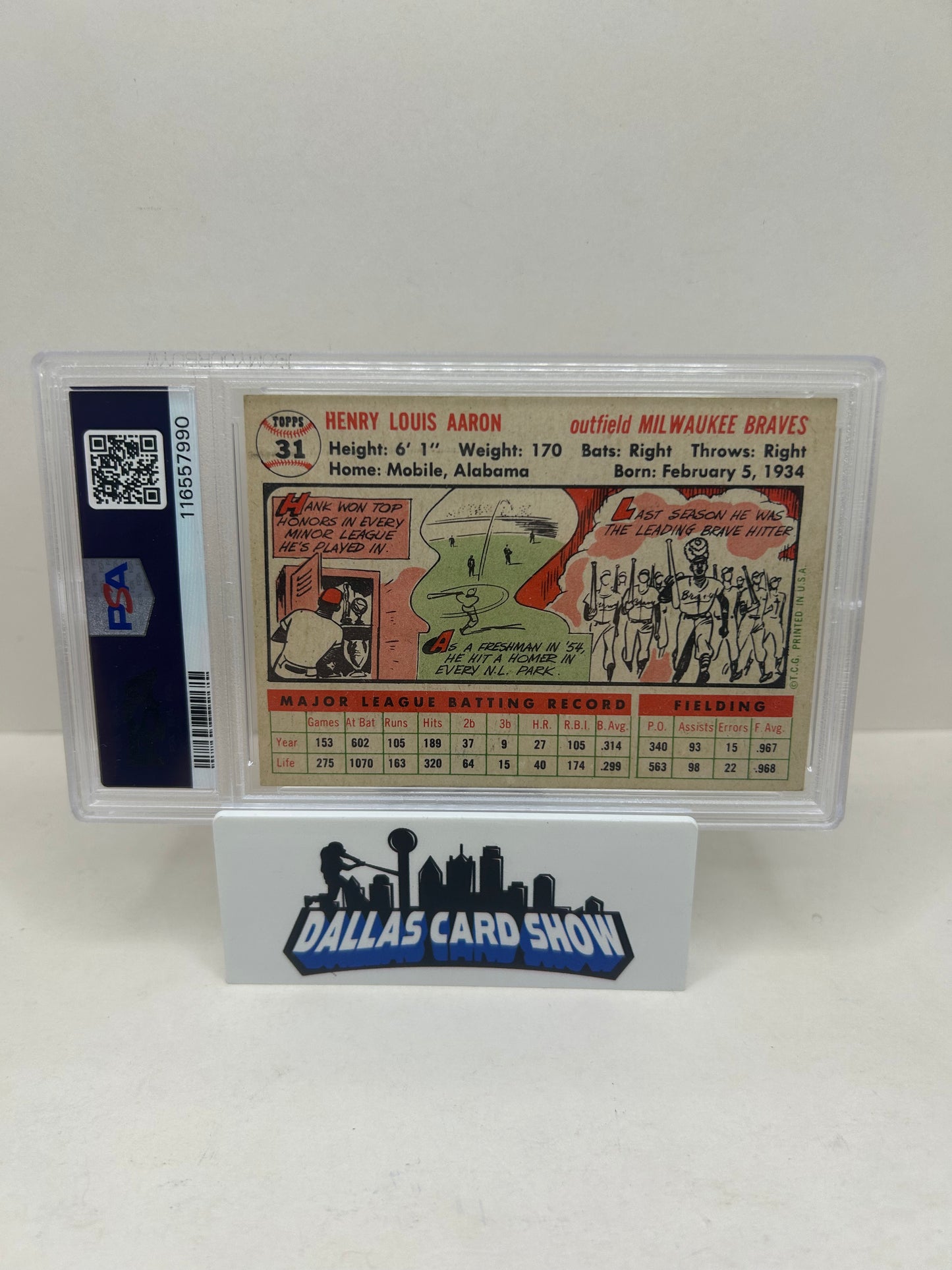 1956 Topps #31 Hank Aaron White Back PSA 4