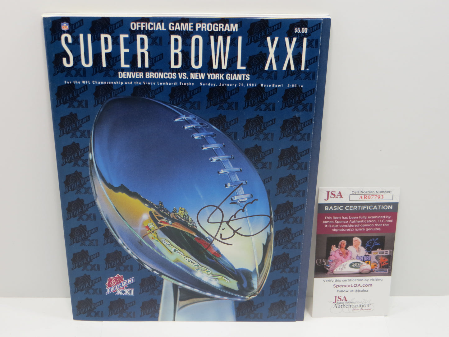 PHIL SIMMS NEW YORK GIANTS SIGNED Super Bowl XXI Program JSA COA