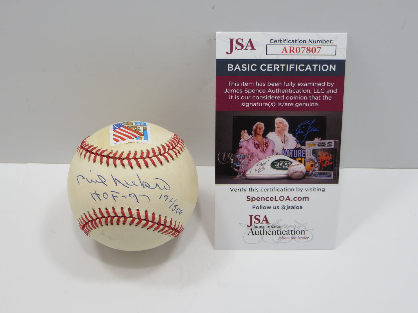 PHIL NIEKRO ATLANTA BRAVES SIGNED Rawlings ONL Baseball Stamp Postmark JSA