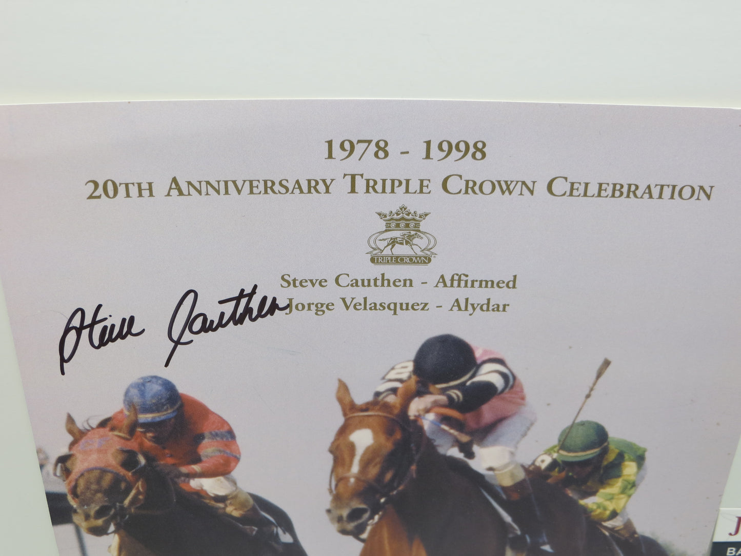 STEVE CAUTHEN SIGNED TRIPLE CROWN 8.5x11 PHOTO Horse Racing JSA