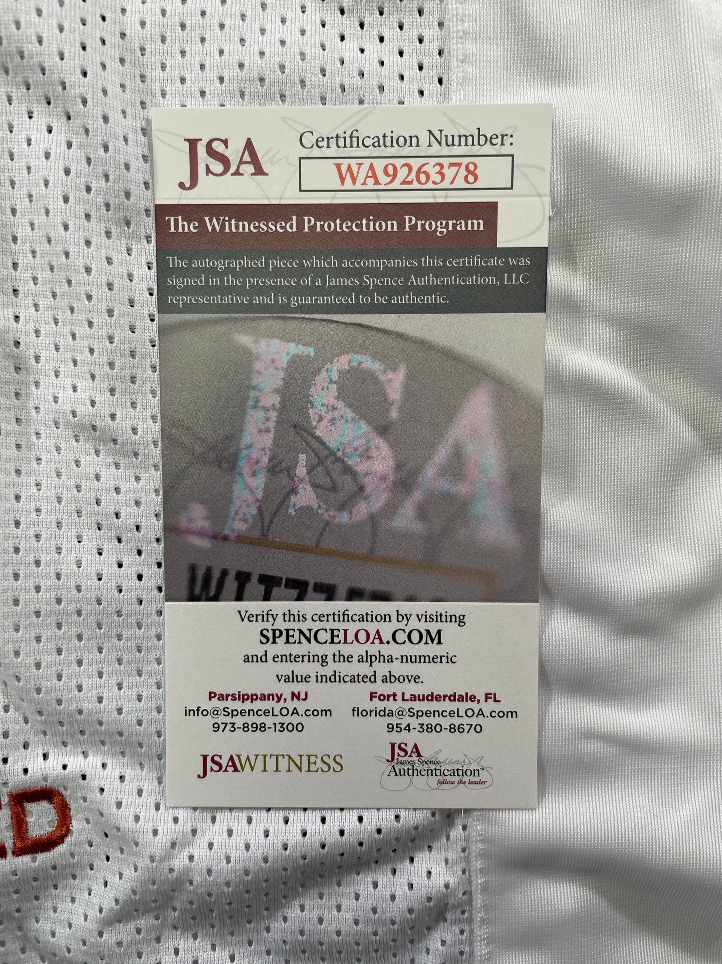 VINCE YOUNG WHITE TEXAS LONGHORNS SIGNED STAT JERSEY JSA COA