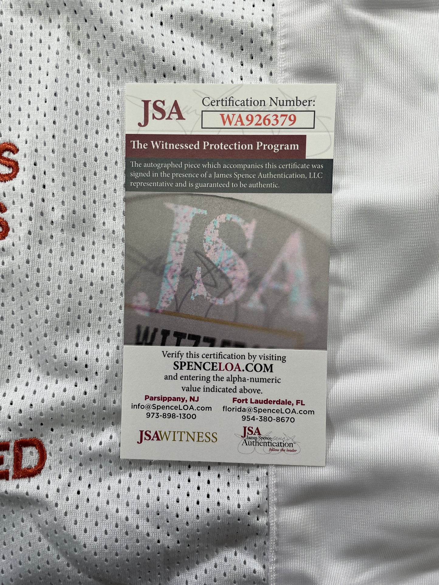 VINCE YOUNG WHITE TEXAS LONGHORNS SIGNED STAT JERSEY JSA COA