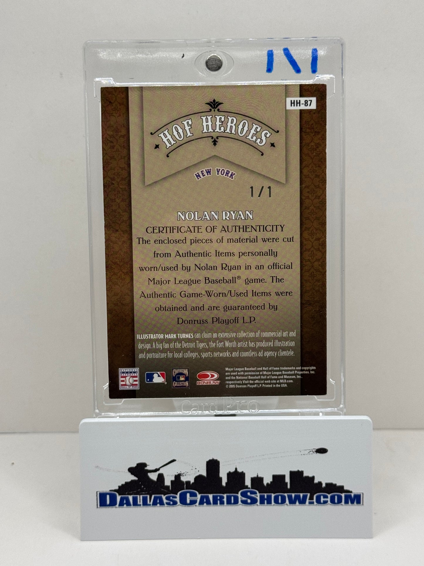 2005 Diamond Kings #HH-87 Nolan Ryan HOF Heroes Platinum Dual Autograph Relic 1/1