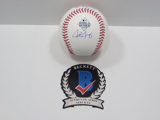 JOSH JUNG TEXAS RANGERS SIGNED Rawlings 2023 World Series Baseball BAS