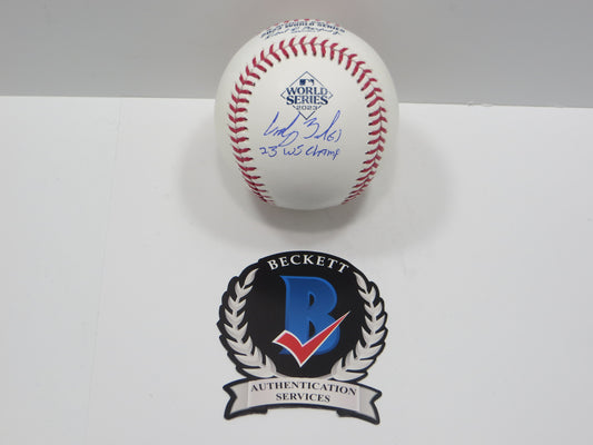 CODY BRADFORD TEXAS RANGERS RAWLINGS 2023 WORLD SERIES BASEBALL w/INSC BAS