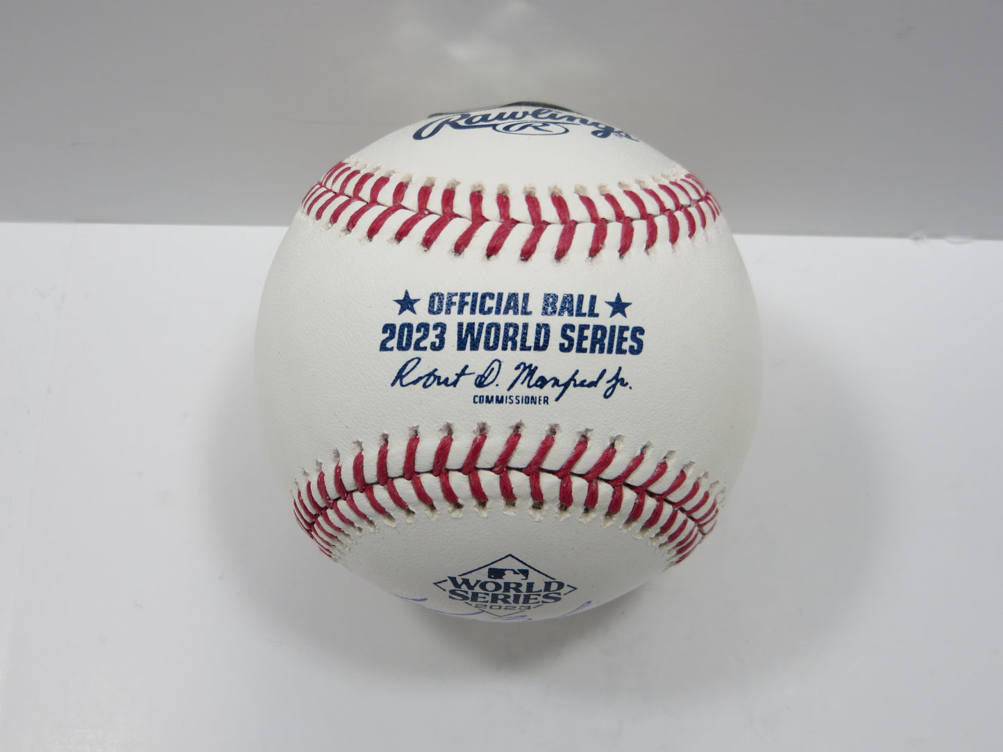 CODY BRADFORD TEXAS RANGERS RAWLINGS 2023 WORLD SERIES BASEBALL w/INSC BAS
