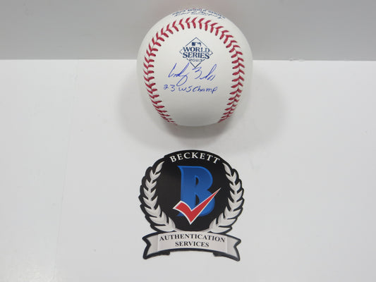 CODY BRADFORD TEXAS RANGERS RAWLINGS 2023 WORLD SERIES BASEBALL w/INSC BAS