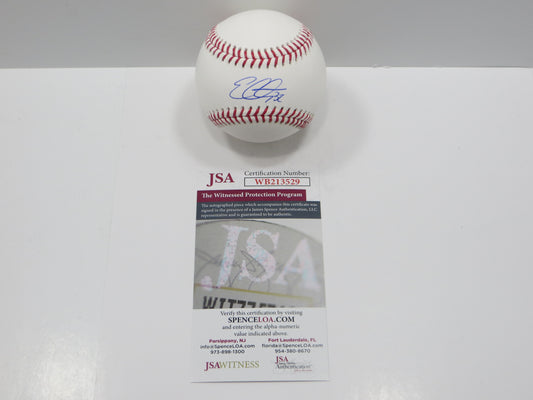 EVAN CARTER TEXAS RANGERS SIGNED Rawlings OML Baseball JSA