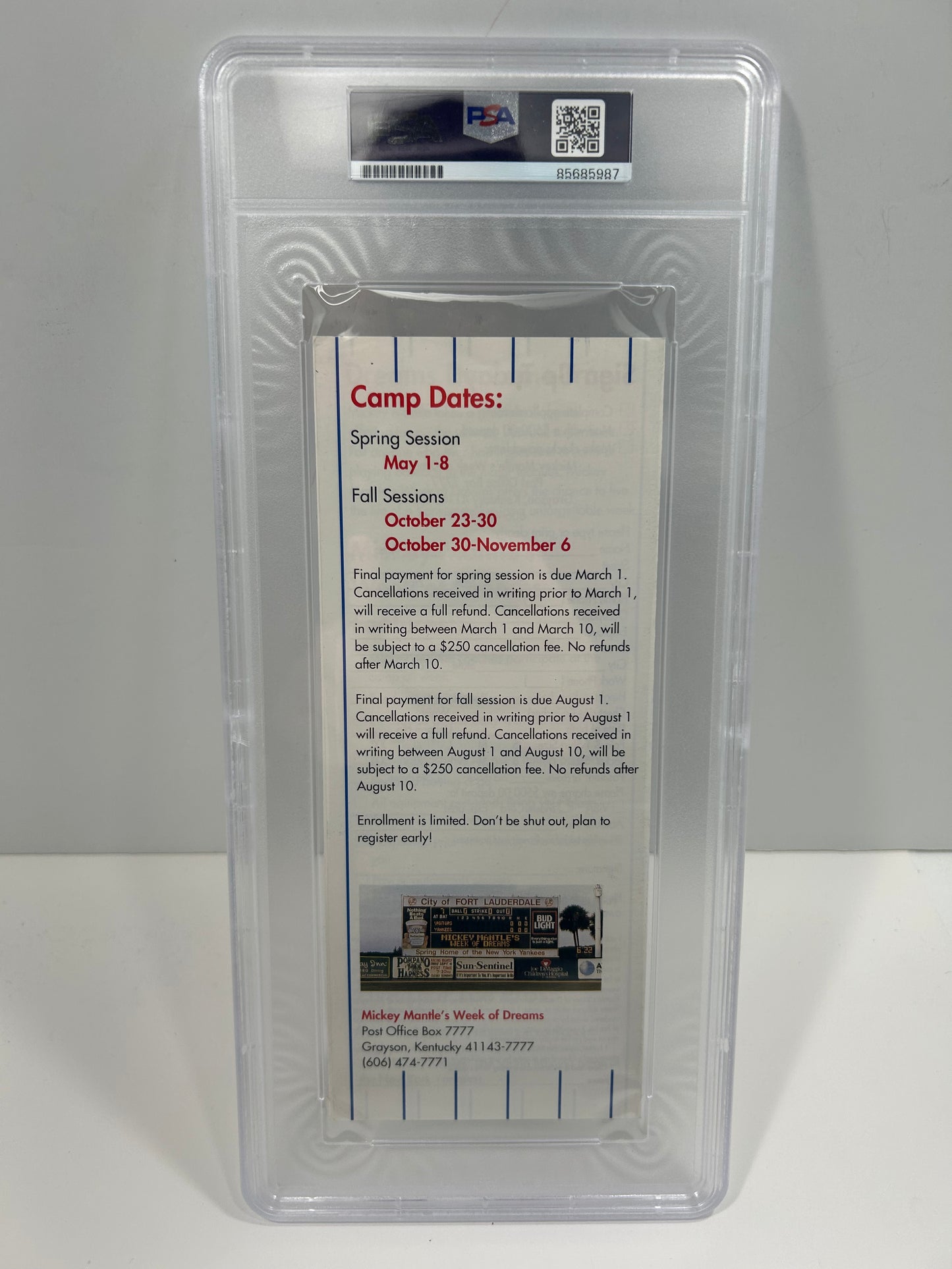 MICKEY MANTLE BROCHURE WEEK OF DREAMS SIGNED AUTOGRAPH PSA 10