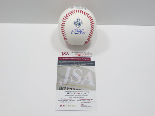 EVAN CARTER TEXAS RANGERS SIGNED Rawlings 2023 World Series Baseball JSA