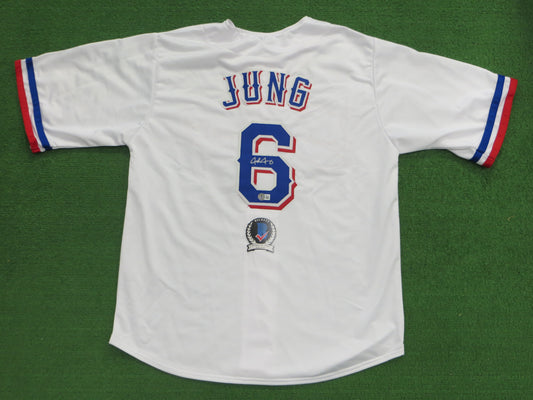 JOSH JUNG TEXAS RANGERS SIGNED SEWN Jersey BAS